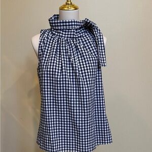 Duffield Lane Navy Checkered Sleeveless Blouse